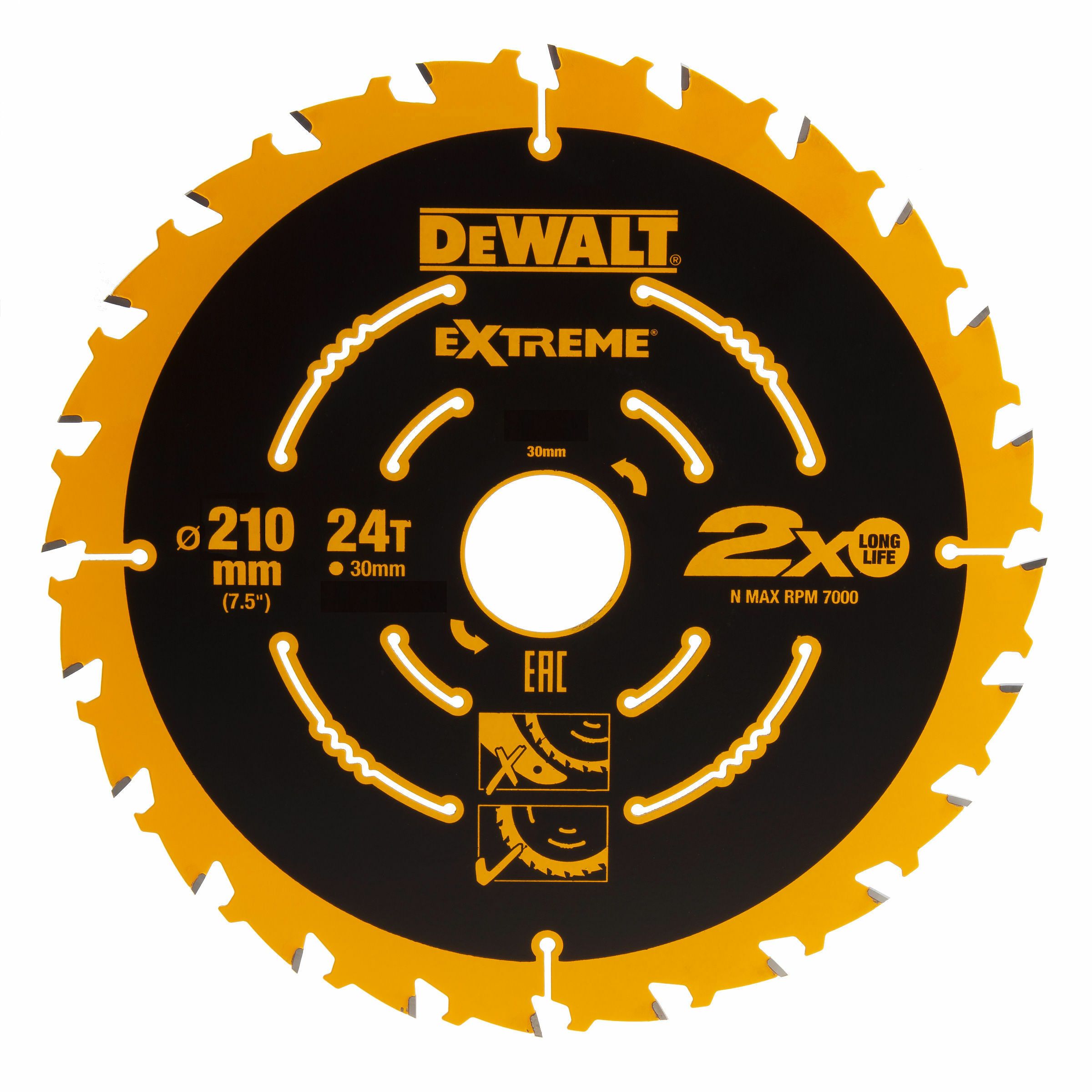 Pjovimo diskas medienai DeWalt Extreme; 210x2,4x30 mm; Z24 