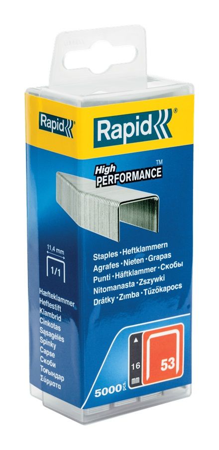 Kabės Rapid Finewire; 16 mm; 2400 vnt.; tipas 53; galvanizuotos