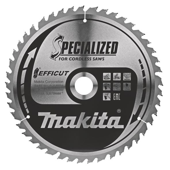 Pjovimo diskas medienai Makita EFFICUT; 260x2,15x30,0 mm; Z45; 10°