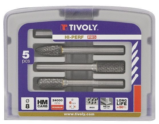 Kietmetalio frezų rinkinys Tivoly HALF BOX; 5 vnt.