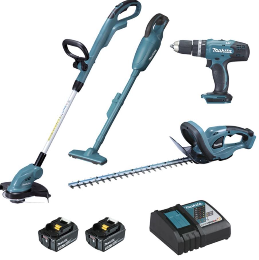 Įrankių rinkinys Makita DLX4093 (DUH523 + DUR181Z + DHP453Z + DCL180Z); 18 V; 2x3,0 Ah akum.