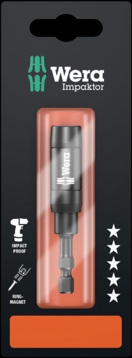 Sukimo antgalių magnetinis laikiklis Wera 897/4 IMP R; 1/4''; 75 mm; 1 vnt.; blisteryje