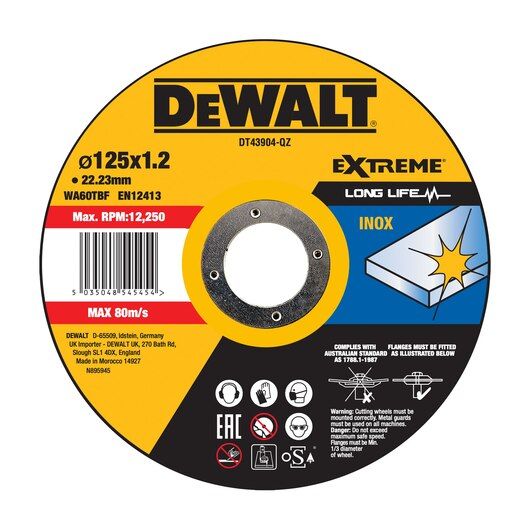 Abrazyvinis pjovimo diskas DeWalt DT43904-QZ; 125x22,23 mm