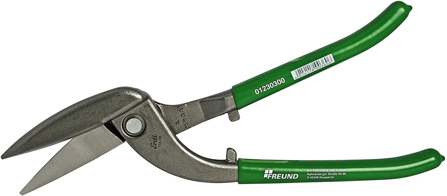 Skardos kirpimo žirklės Freund Pelikan; HRC 56; 300 mm; dešininės