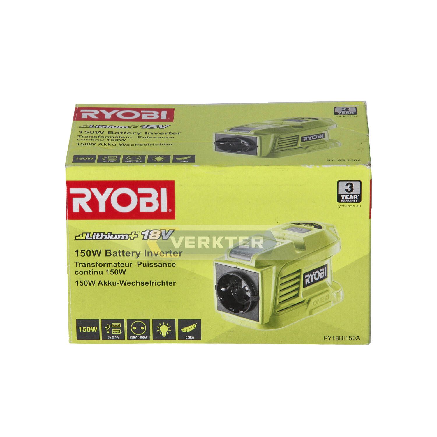 Akumuliatorių adapteris Ryobi RY18BI150A-0; 230 V -> USB (x2); tinka krauti telefono...