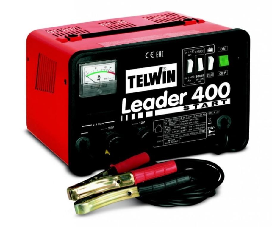Automobilių akumuliatorių pakrovėjas/paleidimo prietaisas Telwin LEADER400 START; 12-24 V 