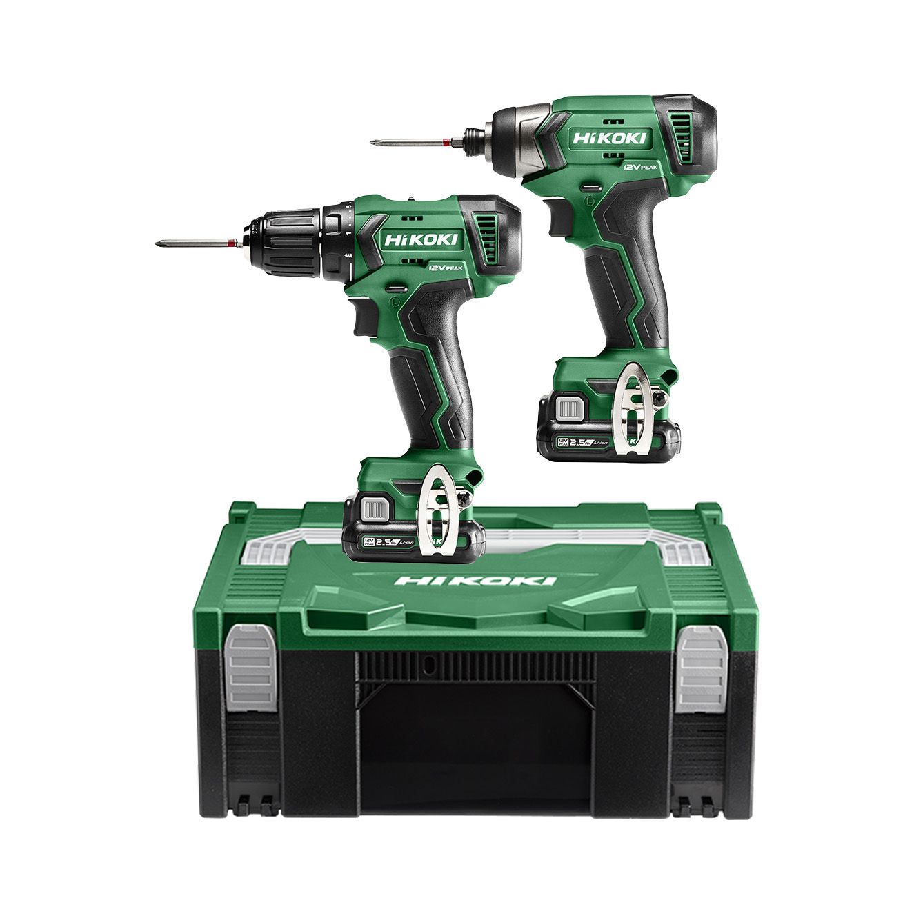 Įrankių rinkinys Hikoki KC12DAWAZ (DS12DAW4Z + WH12DAW4Z); 12 V; 2x2,5 Ah akum.