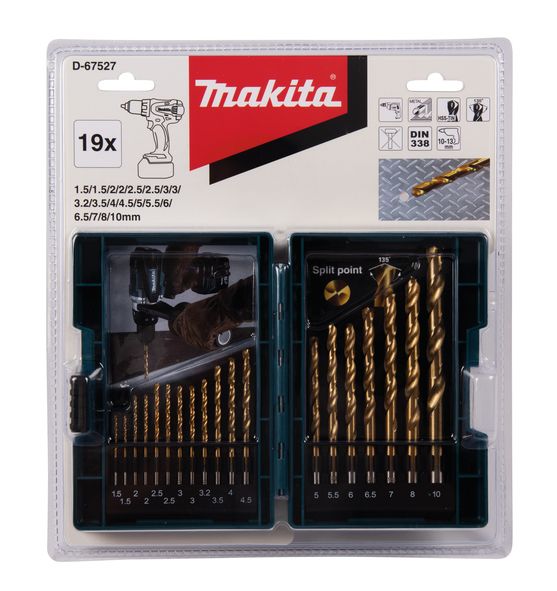 Grąžtų komplektas metalui Makita D-67527; 1,5-10 mm; 19 vnt.