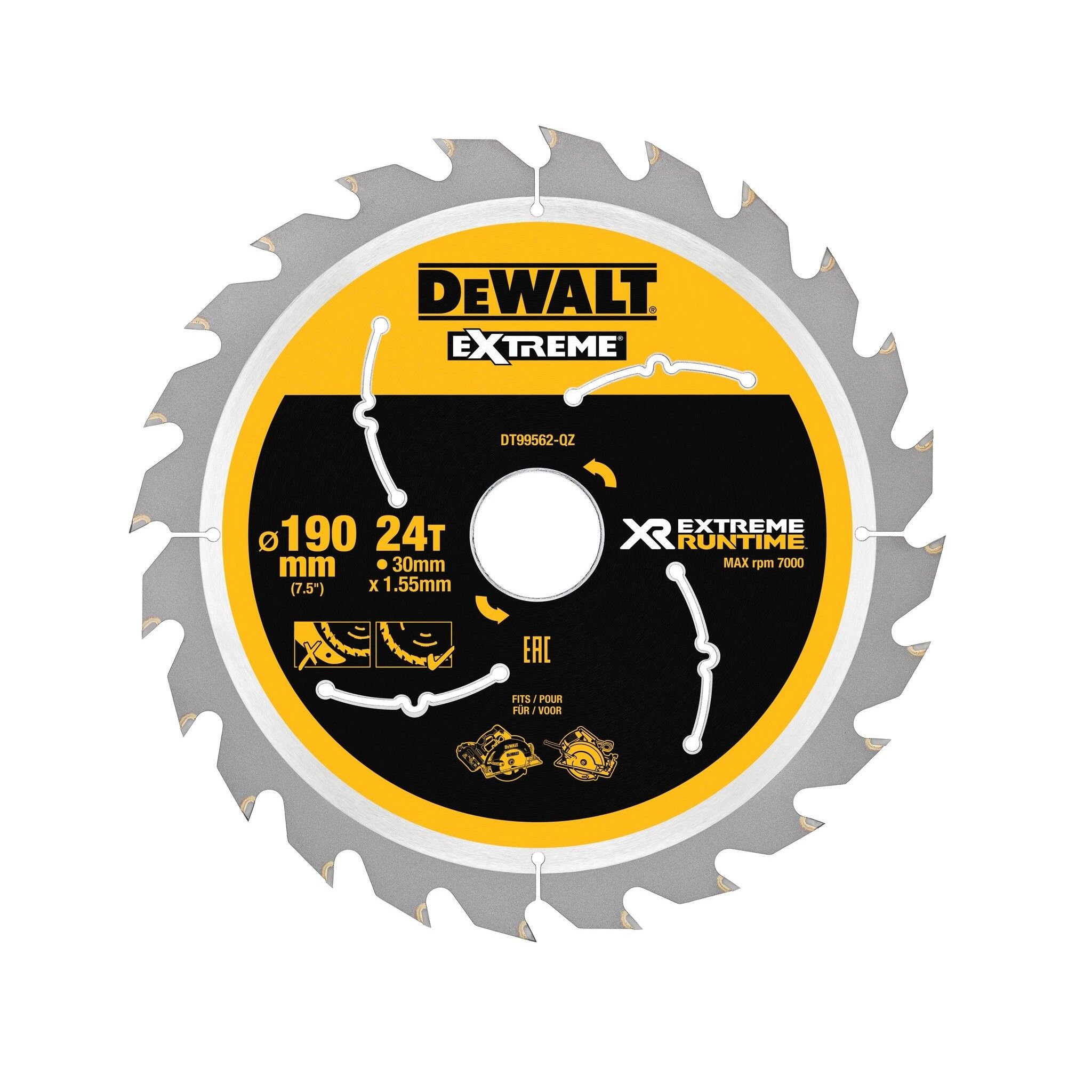 Pjovimo diskas medienai DeWalt DT99562-QZ; 190 mm