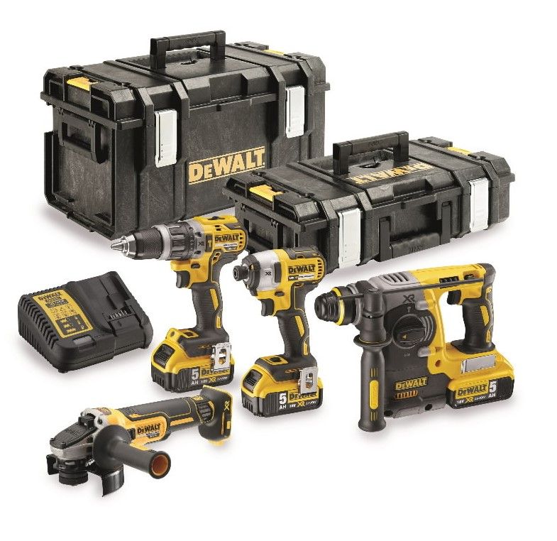 Įrankių rinkinys DeWalt (DCG405 + DCH273 + DCD796 + DCF887); 18 V; 3x5,0 Ah akum.