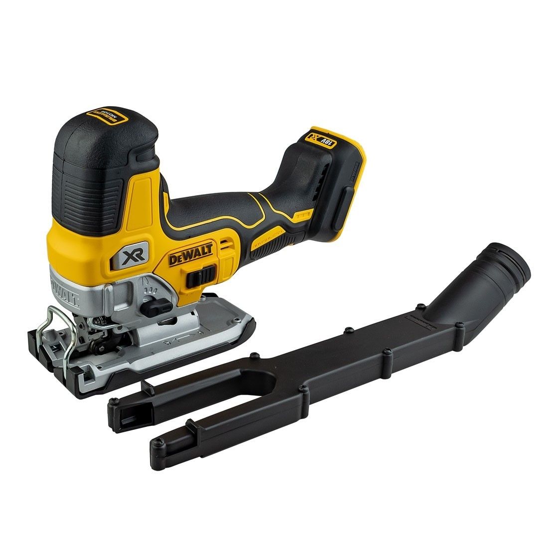 Akumuliatorinis siaurapjūklis DeWalt DCS335N-XJ; 18 V (be akumuliatoriaus ir pakrovėjo)