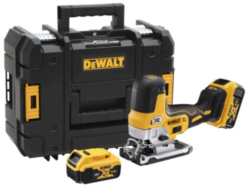 Akumuliatorinis siaurapjūklis DeWalt DCS335P2; 18 V; 2x5,0 Ah akum.