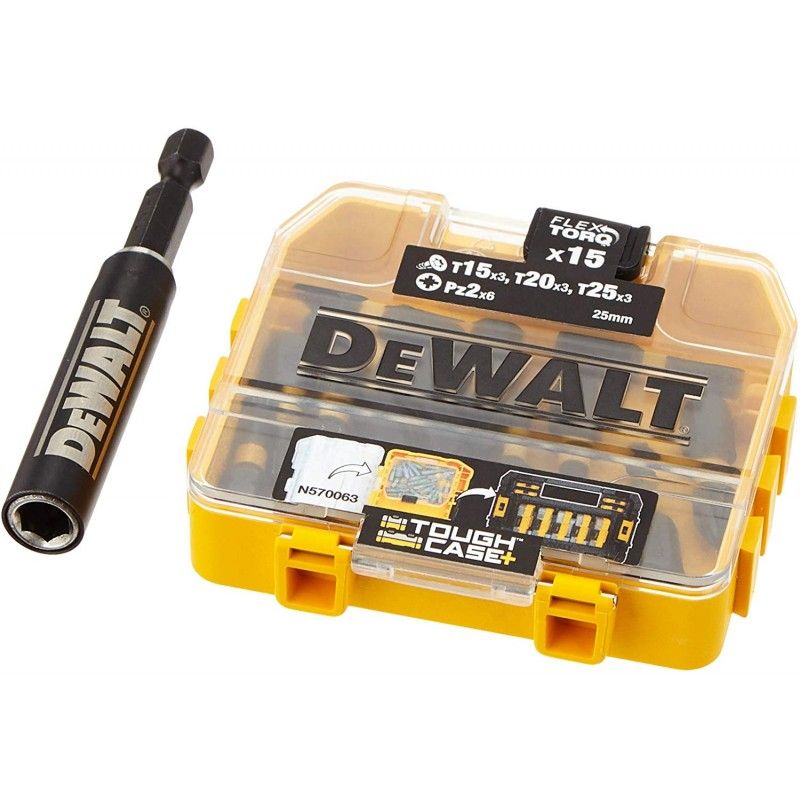Smūginių sukimo antgalių rinkinys DeWalt DT70522T-QZ; 25 mm; 15 vnt. + magnetinis laikiklis