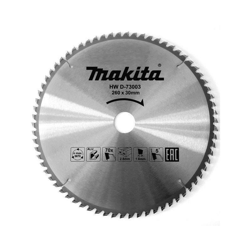 Pjovimo diskas aliuminiui Makita; 260x2,8x30,0 mm; Z70; 5°