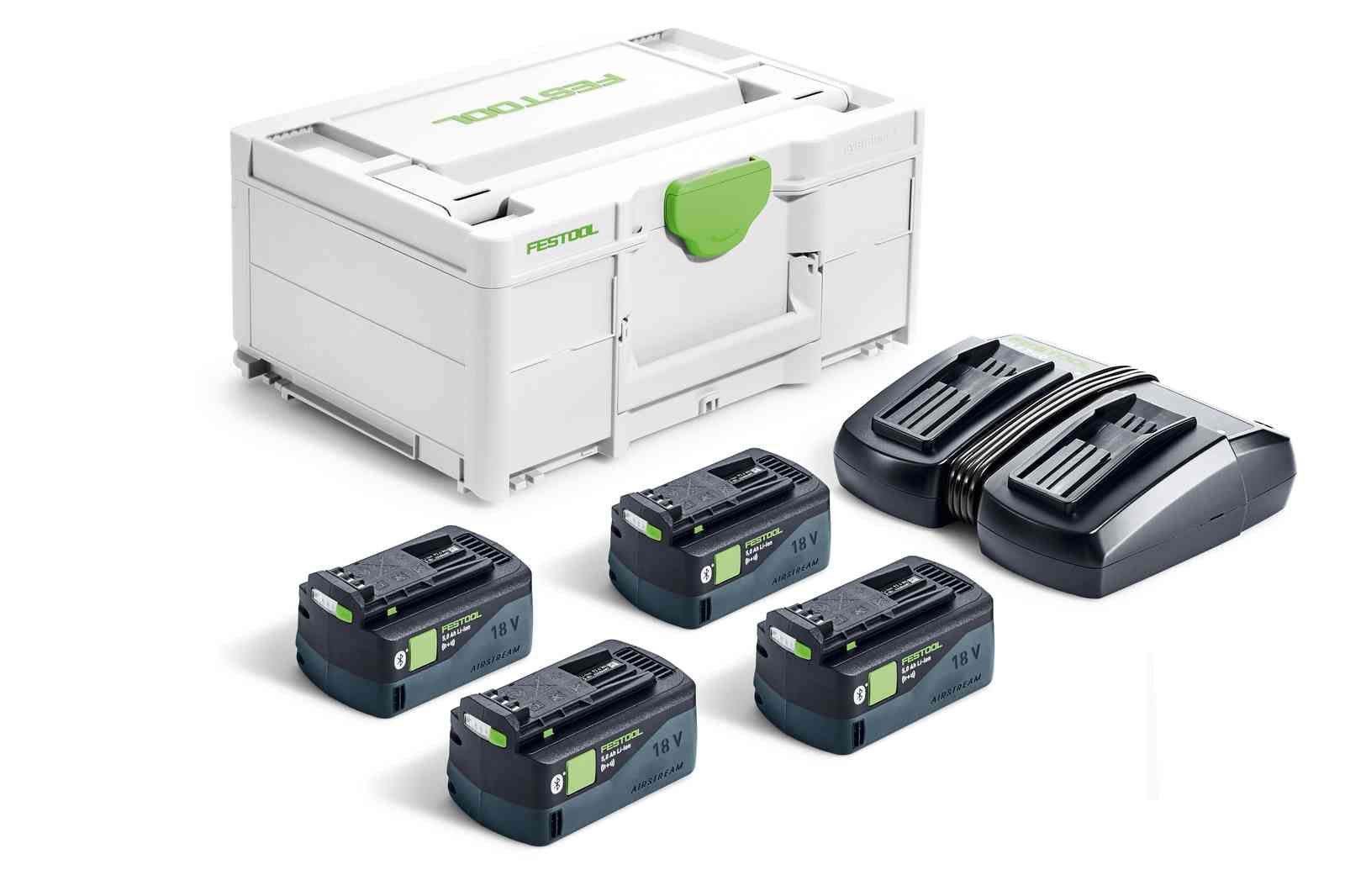 Priedų rinkinys Festool SYS 18V 4x5,0/TCL 6 DUO; 18 V; 4x5,0 Ah akum.