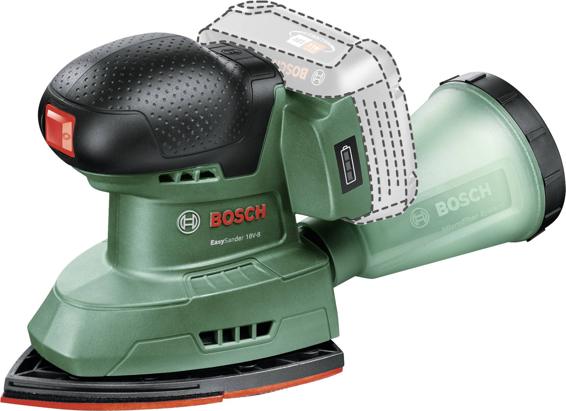 Trikampis šlifuoklis Bosch Easy Sander 18V-8; 18 V (be akumuliatoriaus ir pakrovėjo)