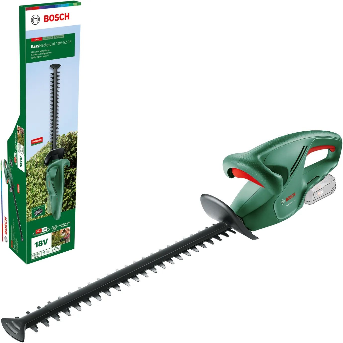 Gyvatvorių žirklės Bosch EasyHedgeCut 18V-52-13 solo; 18 V; 52 cm (be akumuliatoriaus ir pakrovėjo)