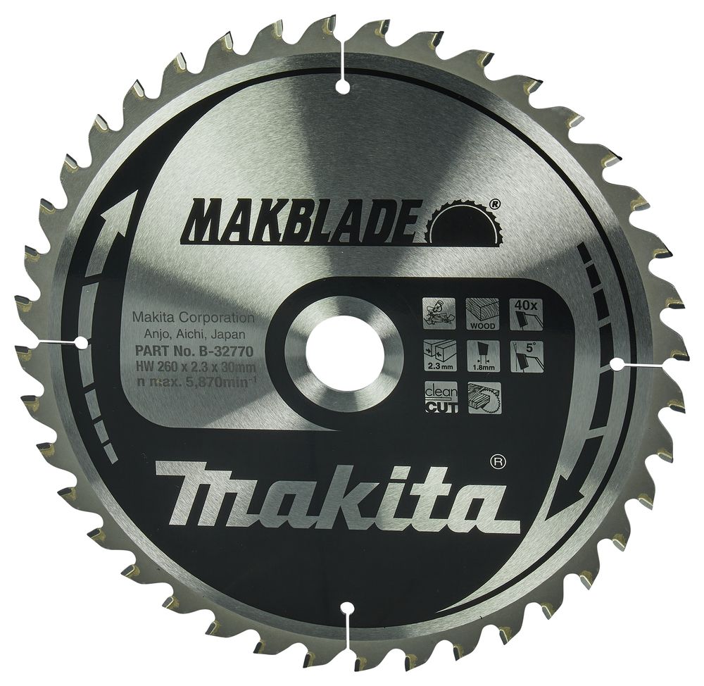 Pjovimo diskas Makita B-32770; 260x30 mm; Z40; 5°