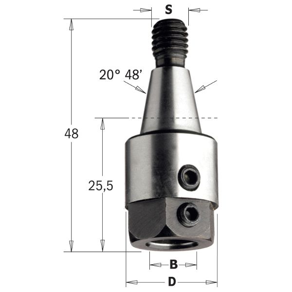 Adapteris CMT 304.080.01; M8/20° 48’ 