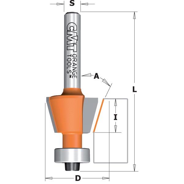 Nuožulnų freza CMT; S=6 mm; D=12,7 mm 