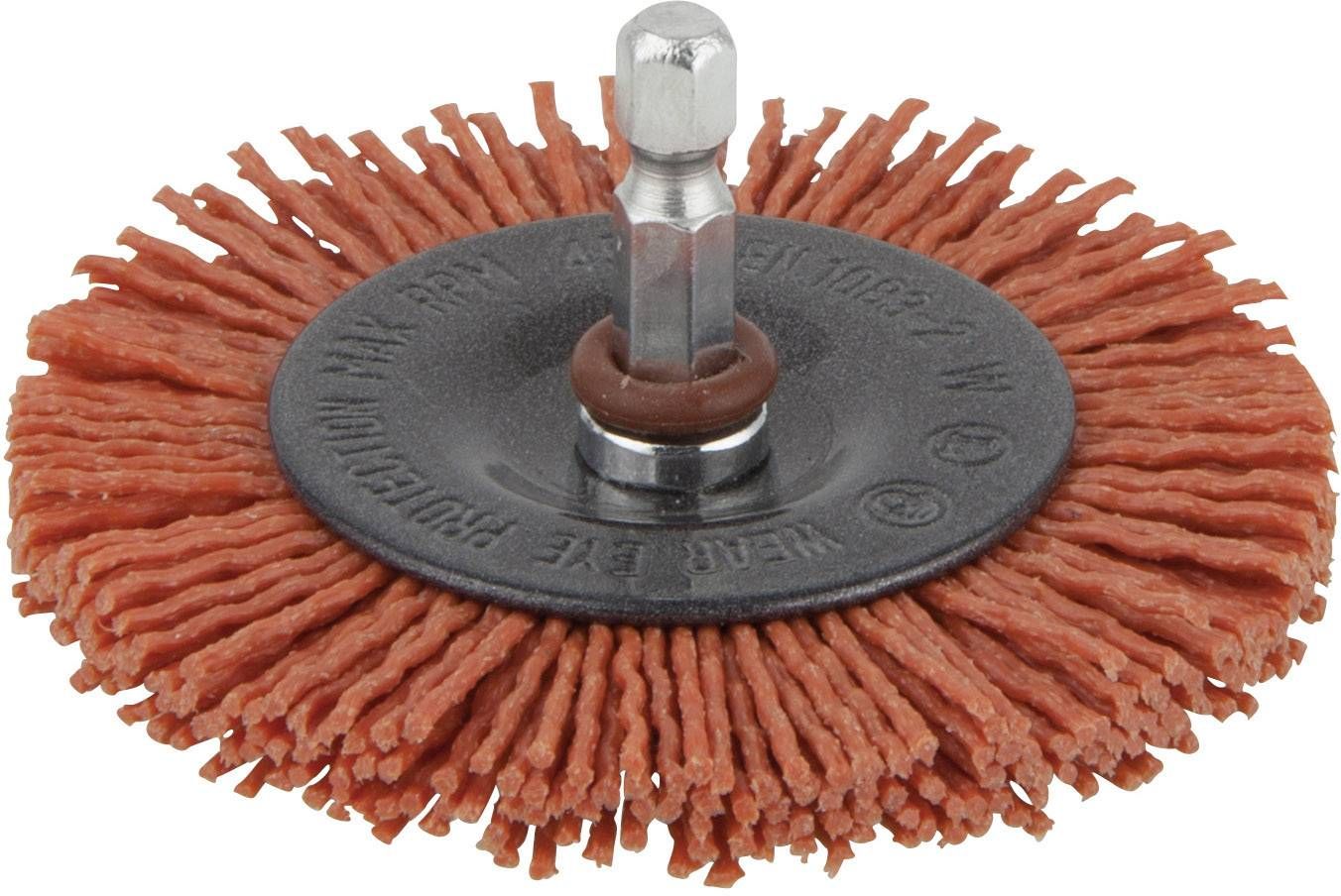 Nailoninis apvalus šepetys Wolfcraft; 75x10 mm; HEX 1/4'' grubus