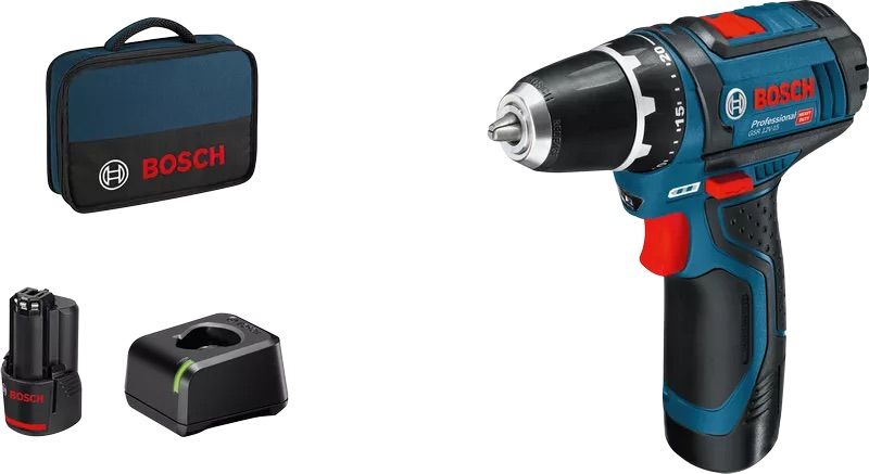 Suktuvas-gręžtuvas Bosch GSR 12V-15; 12 V; 2x2,0 Ah akum.