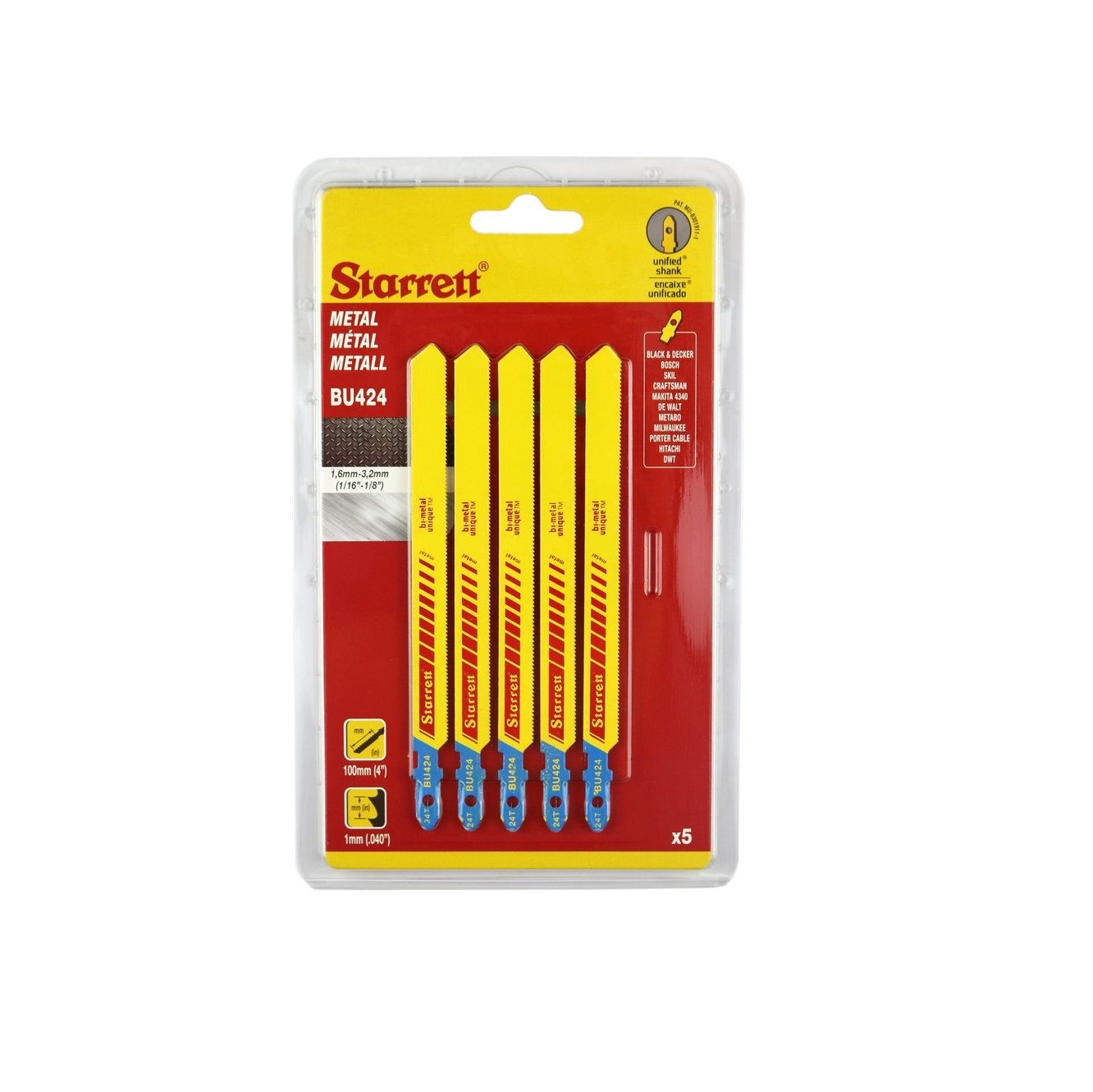 Pjūkleliai siaurapjūkliui Starrett BU424; 5 vnt.