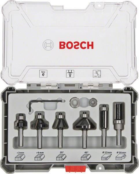 Frezų rinkinys Bosch Trim&Edging; 8 mm; 6 dalys