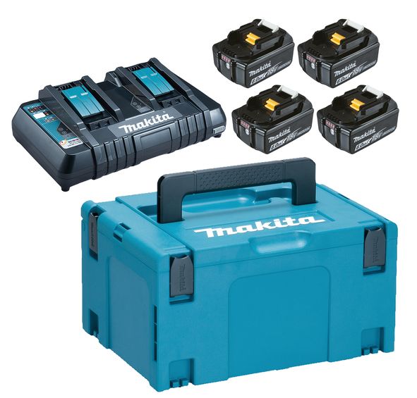 Priedų rinkinys Makita Powerpack; 18V; 4x6,0 Ah + DC18RD