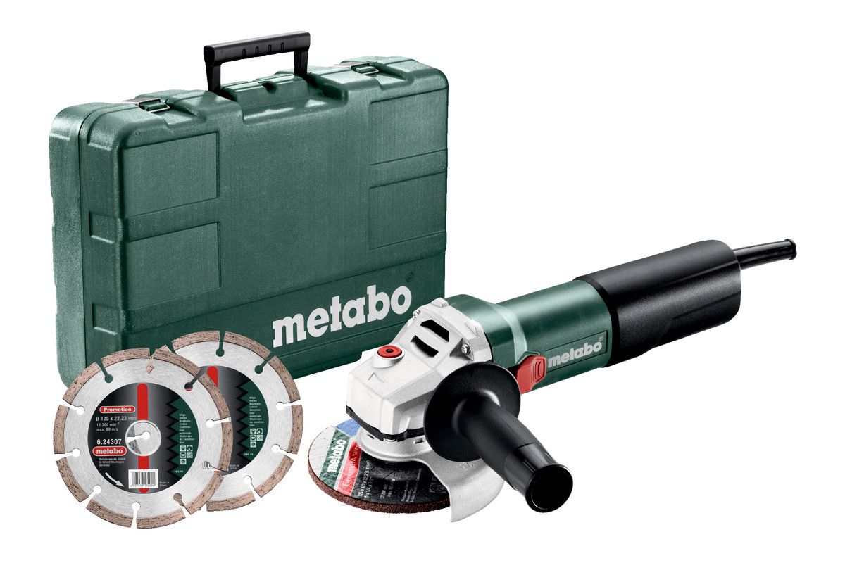 Kampinis šlifuoklis Metabo WQ 1100-125 Set + priedai