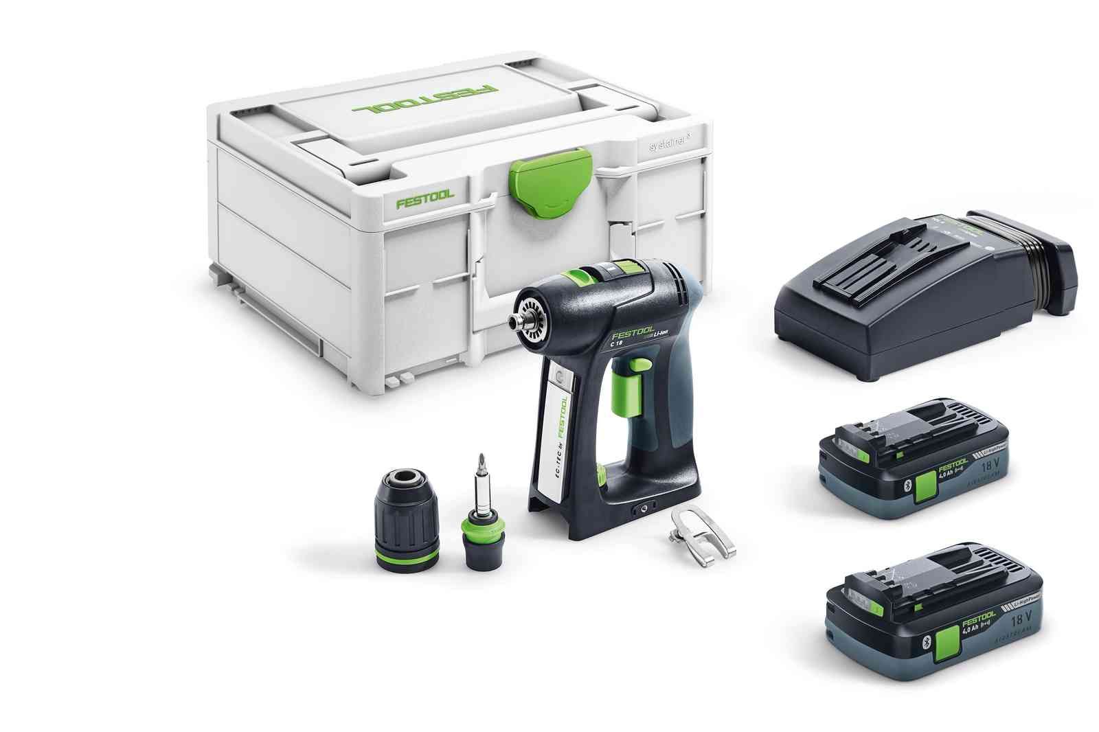 Suktuvas-gręžtuvas Festool C 18 HPC 4,0 I-Plus; 18 V; 2x4,0 Ah akum.