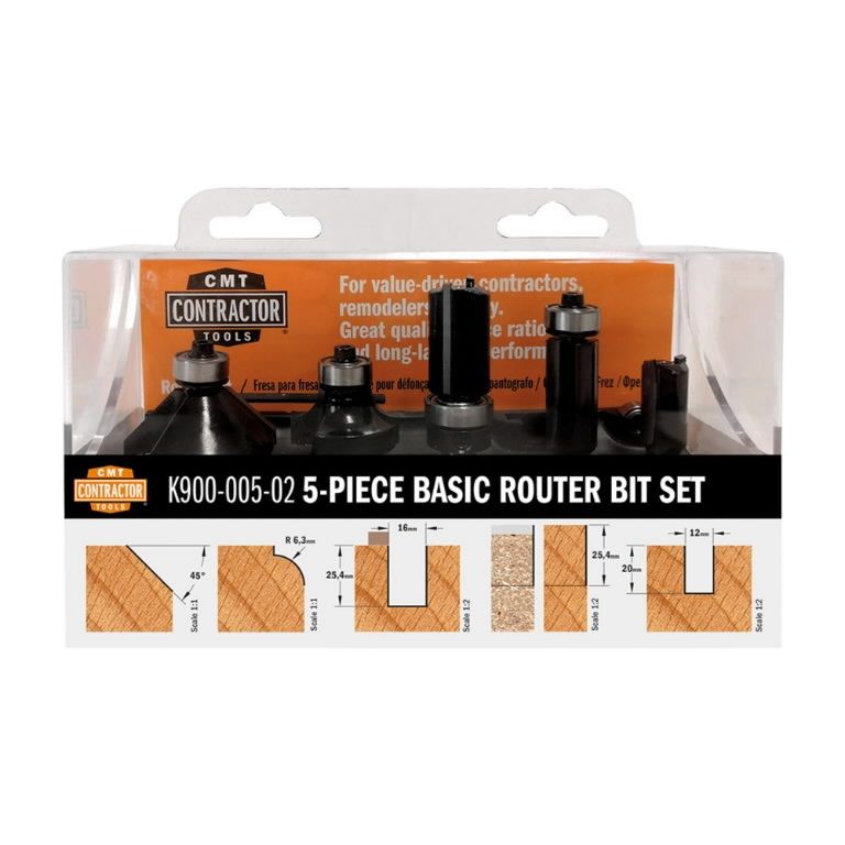 Frezų rinkinys CMT Contractor K900-005-02; 8mm; 5 vnt.