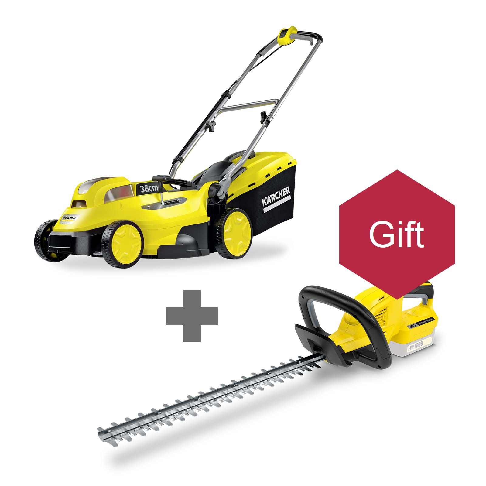 Vejapjovė Karcher LMO 18-36; 18 V; 1x5,0 Ah + Karcher HGE 18-45; 18 V; 45 cm ilgio; akumuliatorinės