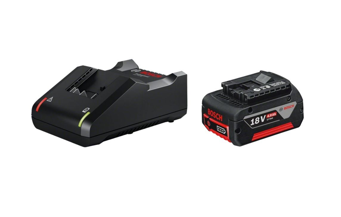 Akumuliatorius Bosch GBA 18 V; 4,0 Ah; Li-ion + pakrovėjas GAL 18V-40
