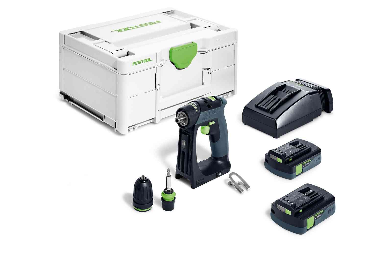 Suktuvas-gręžtuvas Festool CXS 18 C 3,0-Plus 18 V; 2x3,0 Ah akum.