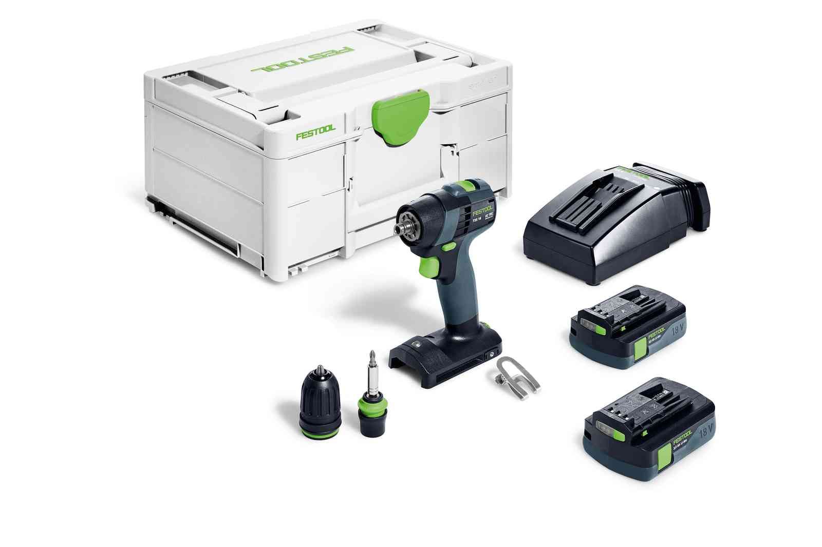 Suktuvas-gręžtuvas Festool TXS 18 C 3,0-Plus 18 V; 2x3,0 Ah akum.