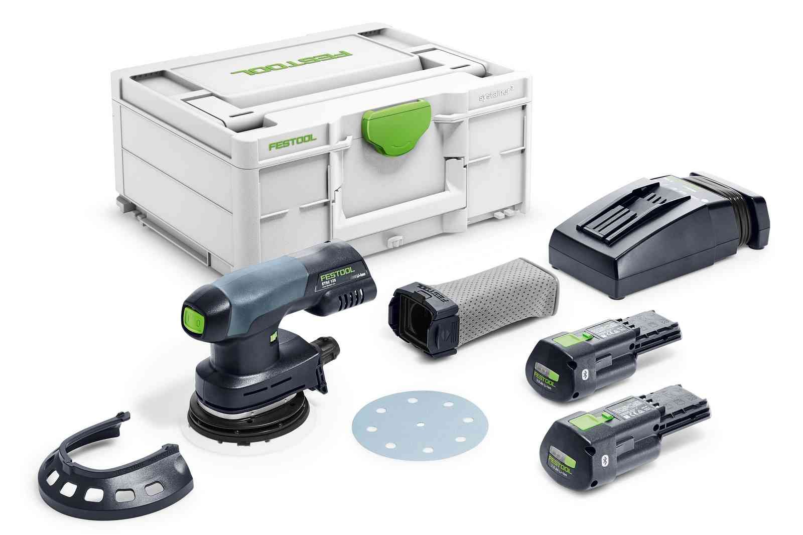 Ekscentrinis šlifuoklis&nbsp; Festool ETSC 125 3,0 I-Plus; 18 V; 2x3,0 Ah akum.