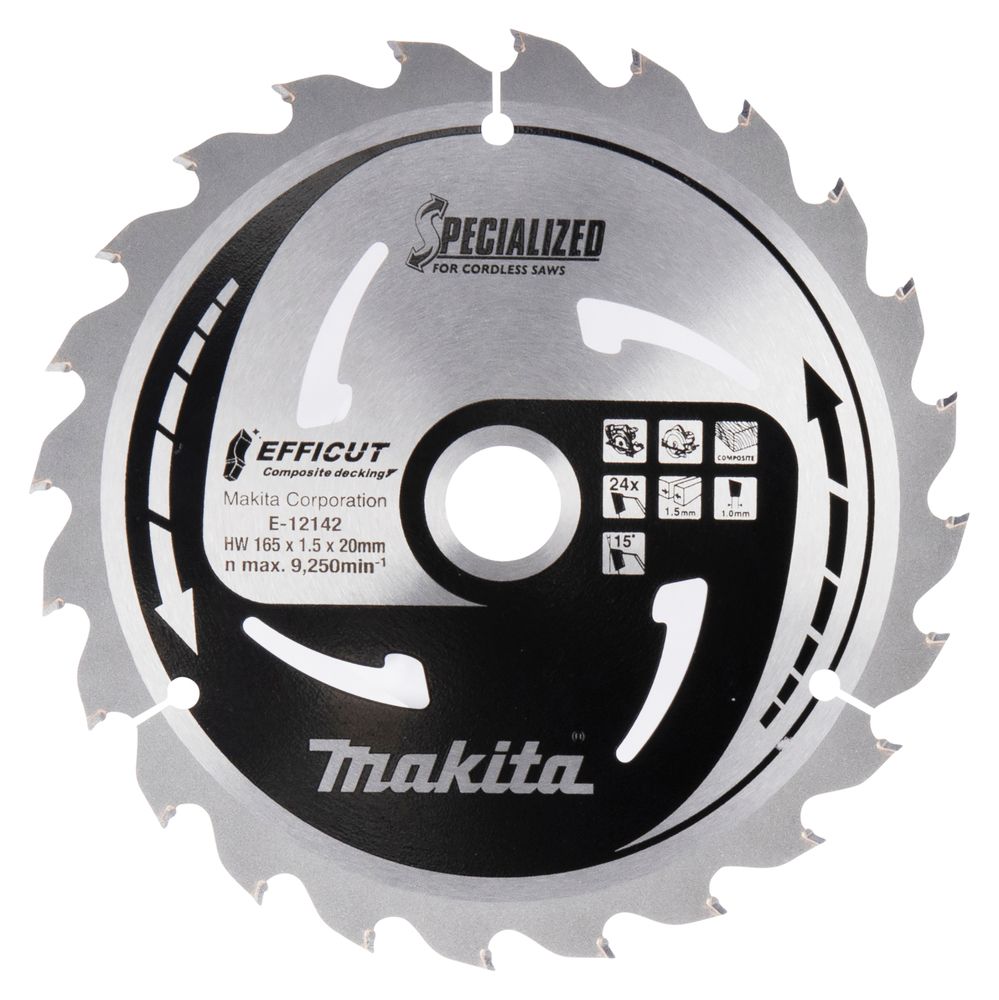 Pjovimo diskas Makita E-12142 TCT; 165x1,5x20 mm; T24; 15°