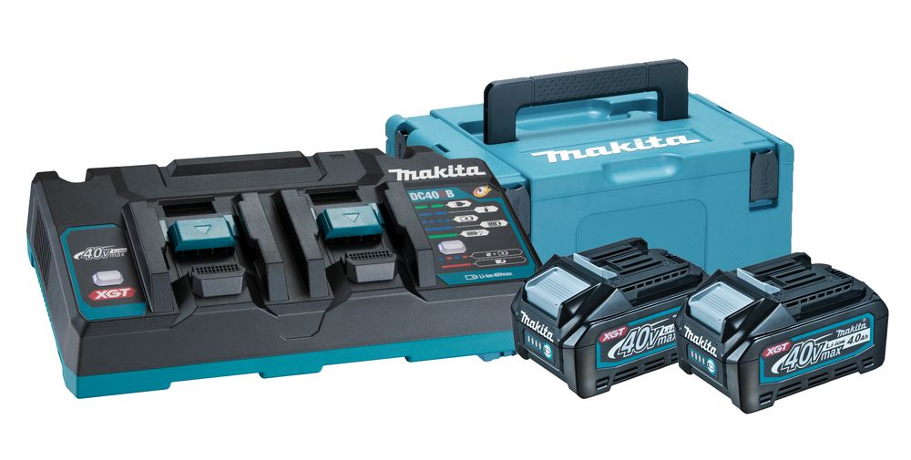 Priedų rinkinys Makita 191U00-8 (BL4040+DC40RB+MAKPAC); 40 V; 2x4,0 Ah akum.