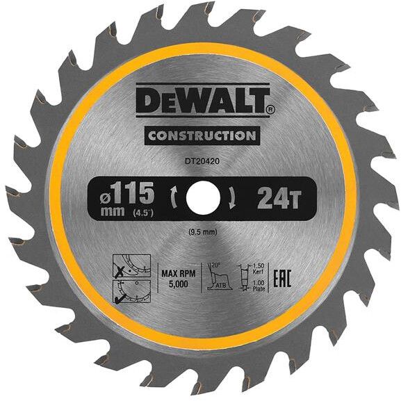 Pjovimo diskas medienai DeWalt DT20420-QZ; 115 mm; Z24