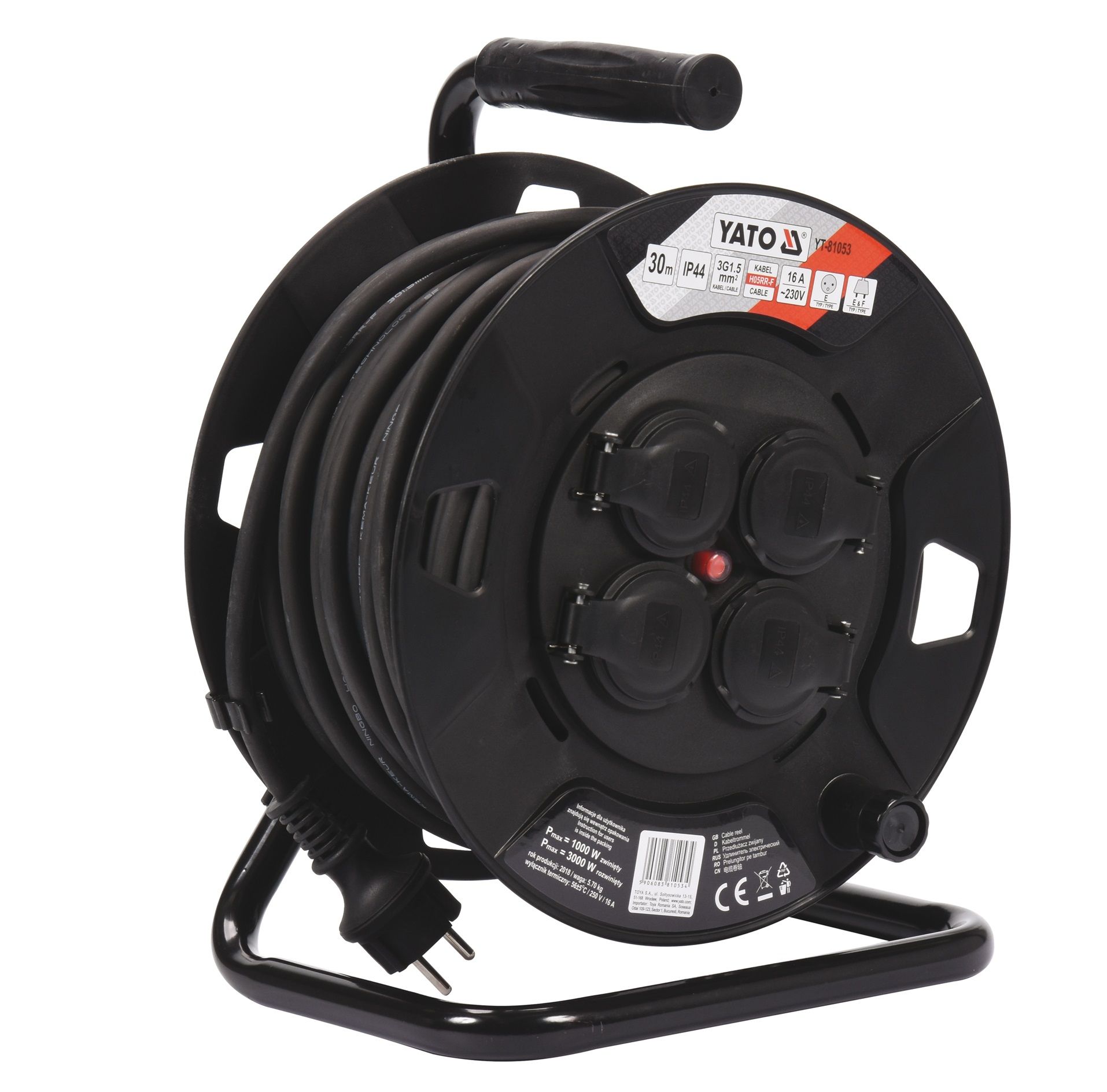 Ilgiklis vyniojamas ant ritės Yato YT-81053; 30 m; 3x1,5 mm² 