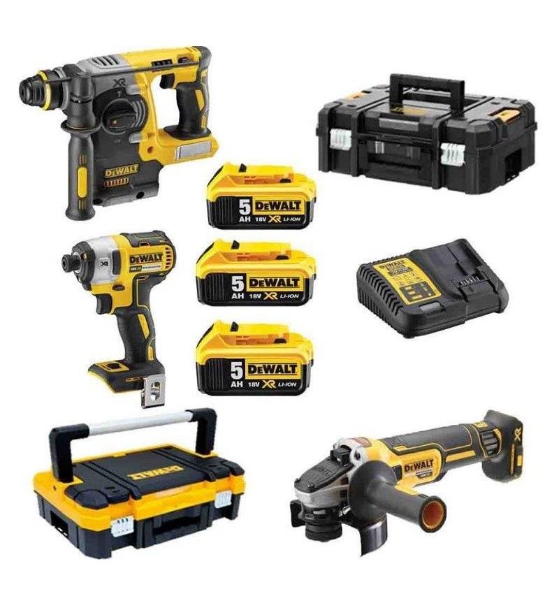 Įrankių rinkinys DeWalt DCK305P3T-QW (DCH273 + DCG405N + DCF887N); 18 V; 3x5,0 Ah akum.