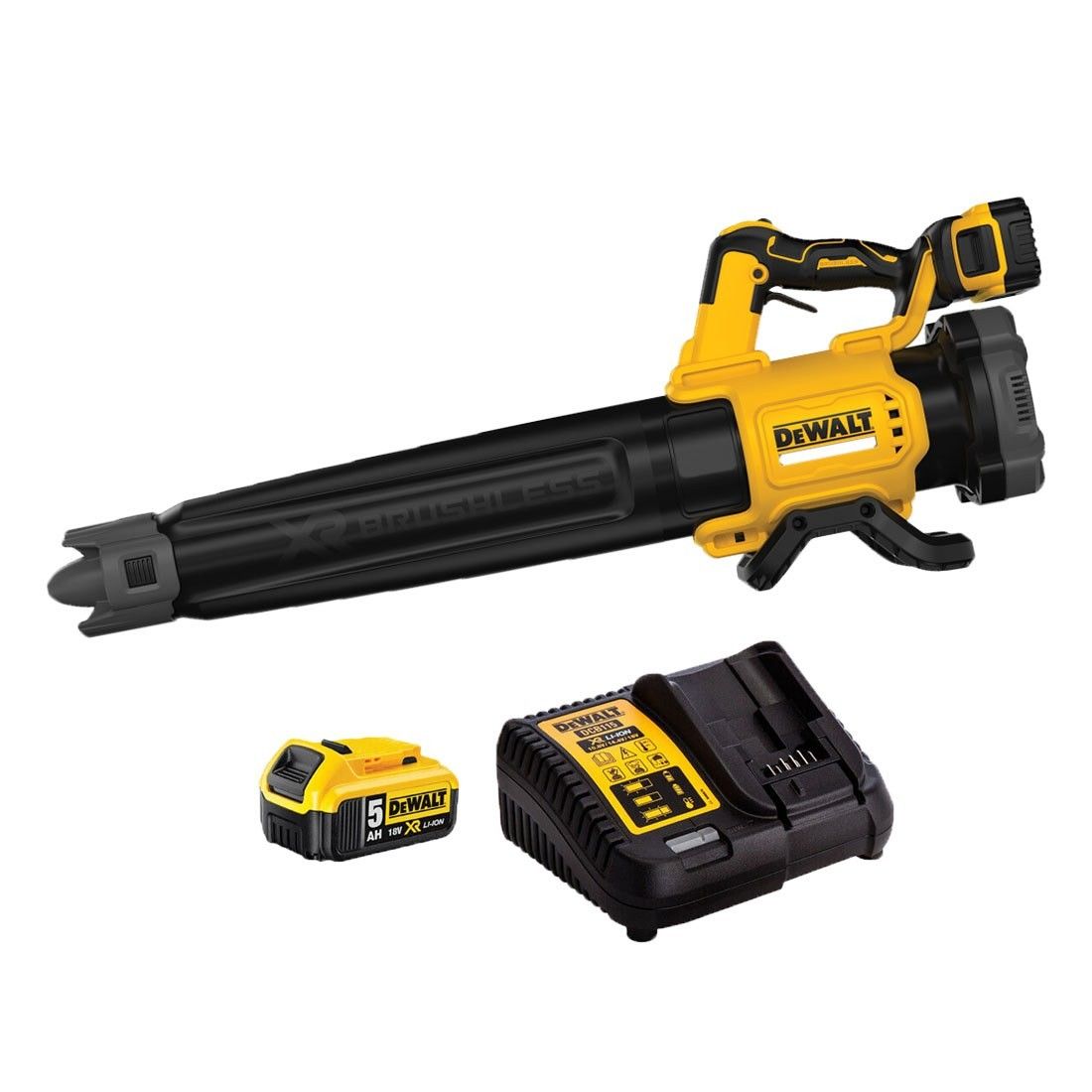 Akumuliatorinis lapų pūstuvas DeWalt DCMBL562P1-QW; 18 V; 1x5,0 Ah akum.