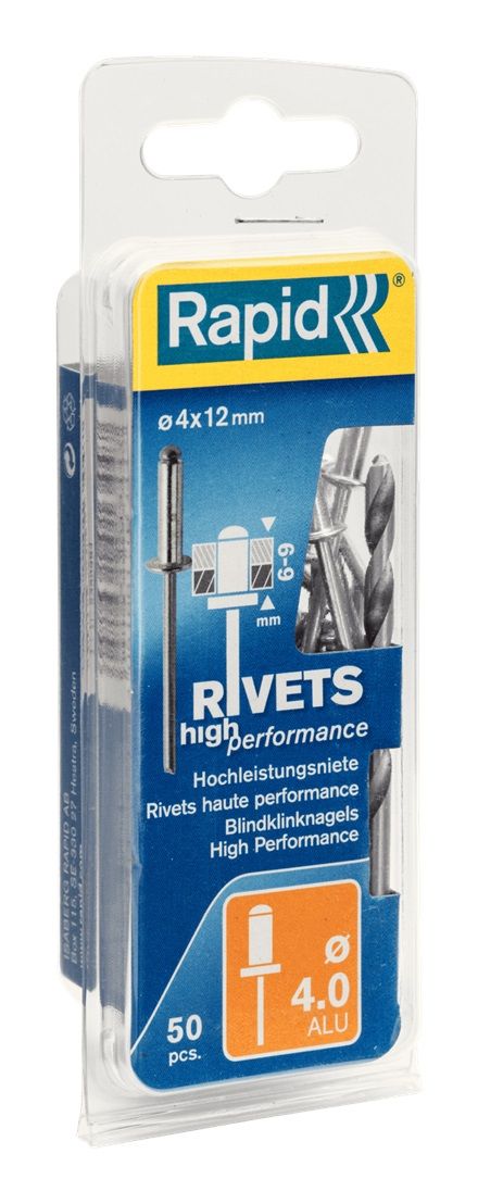 Kniedės Rapid; 4 mm; 12 mm; 50 vnt.