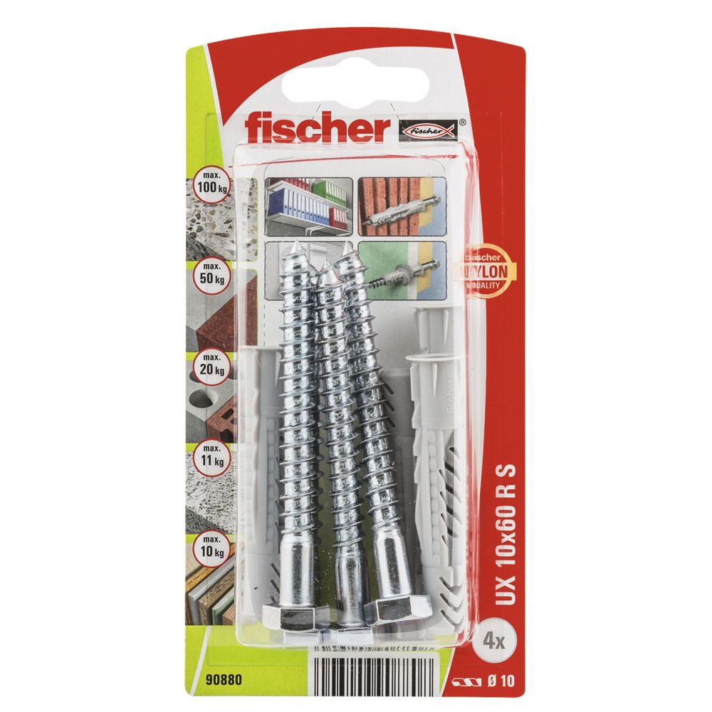 Savisriegis su kaisčiu Fischer UX R S; 10x60 mm; 4 vnt.