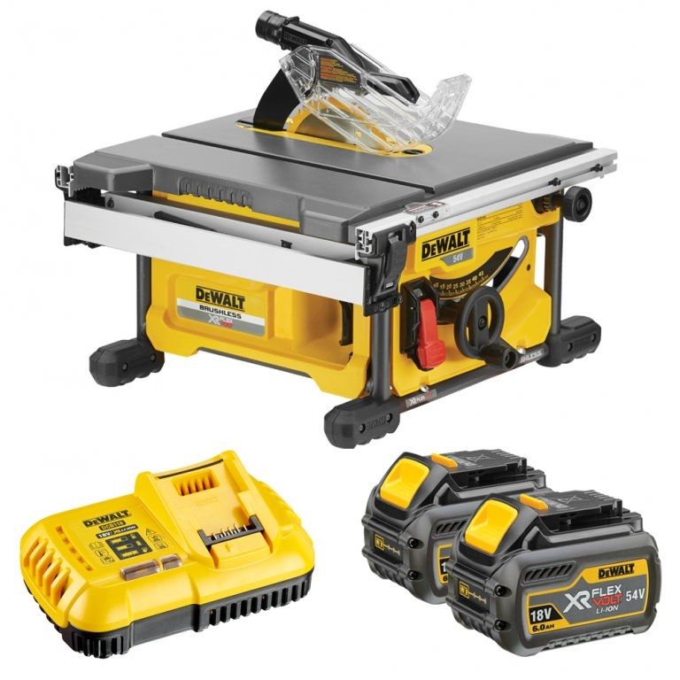 Išilginio pjovimo staklės DeWalt FlexVolt DCS7485T2; 54 V; 2x6,0 Ah akum.