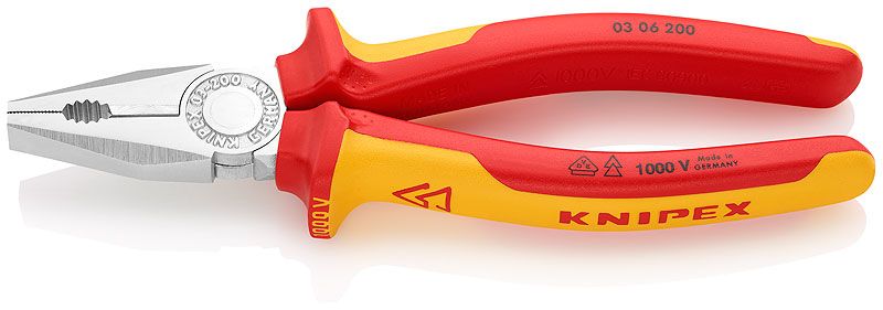 Kombinuotos replės elektrikams Knipex 0306200; 200 mm