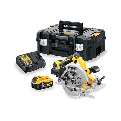 Akumuliatorinis diskinis pjūklas Dewalt DCS570P2; 18 V; 2x5,0 Ah akum.