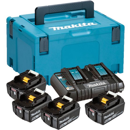 Priedų rinkinys Makita Powerpack; 18V; 4x5,0 Ah + DC18RD 