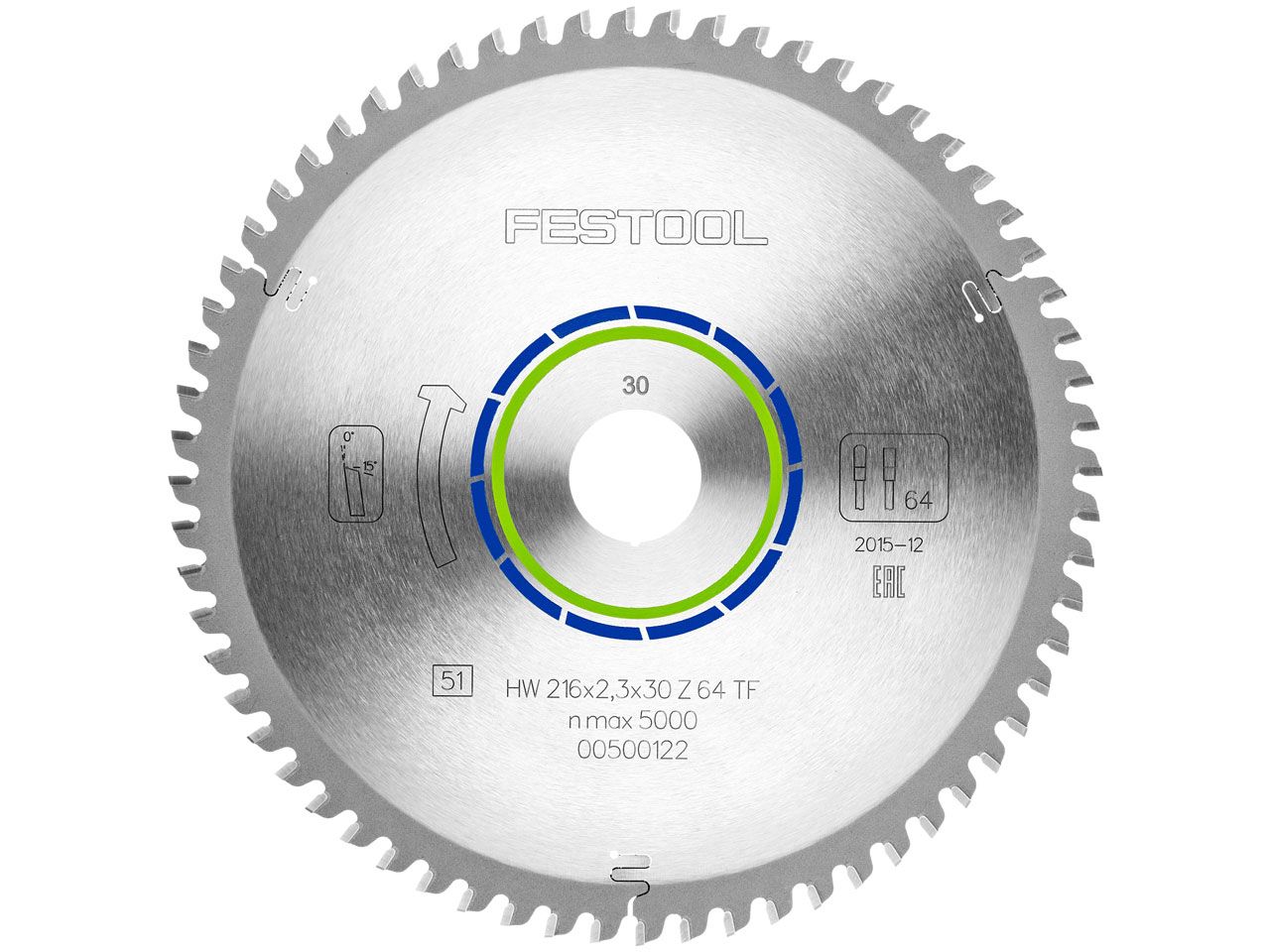 Pjovimo diskas metalui Festool; 216x2,3x30,0 mm; Z64; 0° 